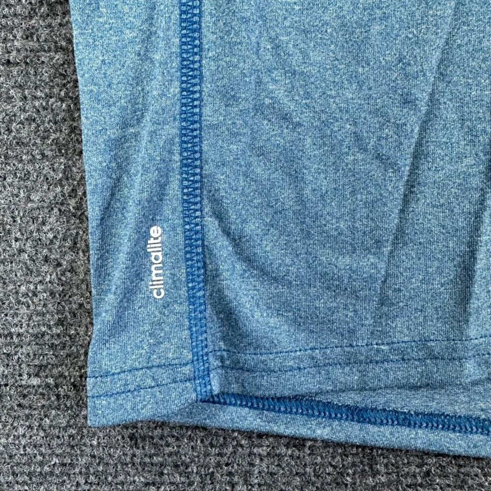 Adidas Pullover Mens L Large Blue Climalite Running 1/4 Zip Long Sleeve Shirt